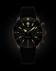 Breitling Superocean Heritage B01 Chronograph 42mm Black Dial on rubber strap - Lume Shot