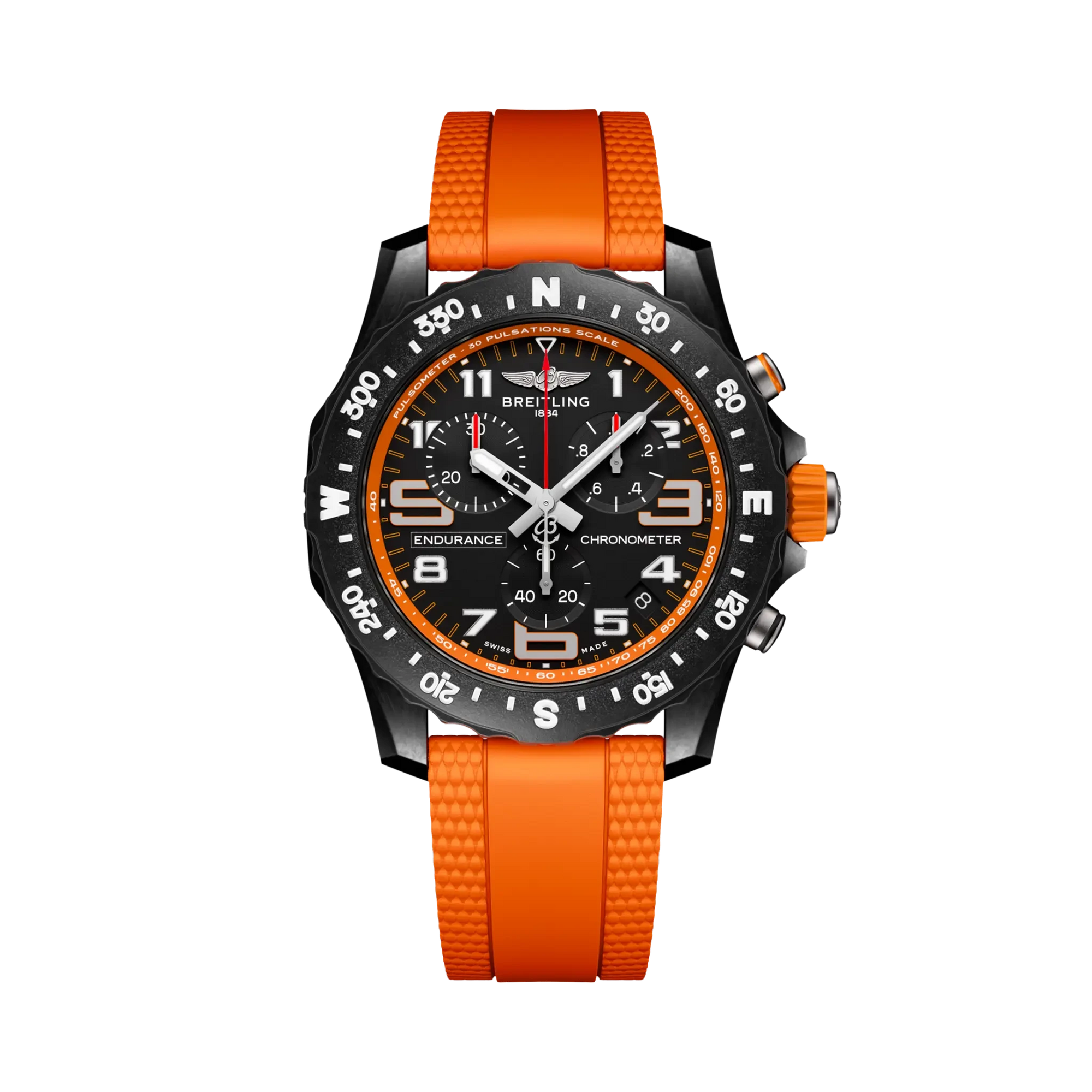Breitling Endurance Pro 44mm Black Dial on rubber strap - Facing
