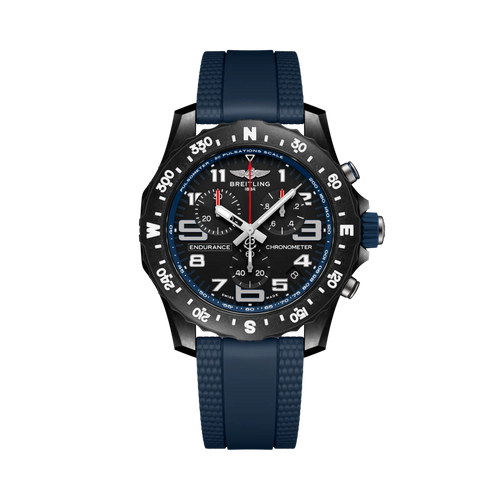 Breitling Endurance Pro 44mm Black Dial on rubber strap - Facing