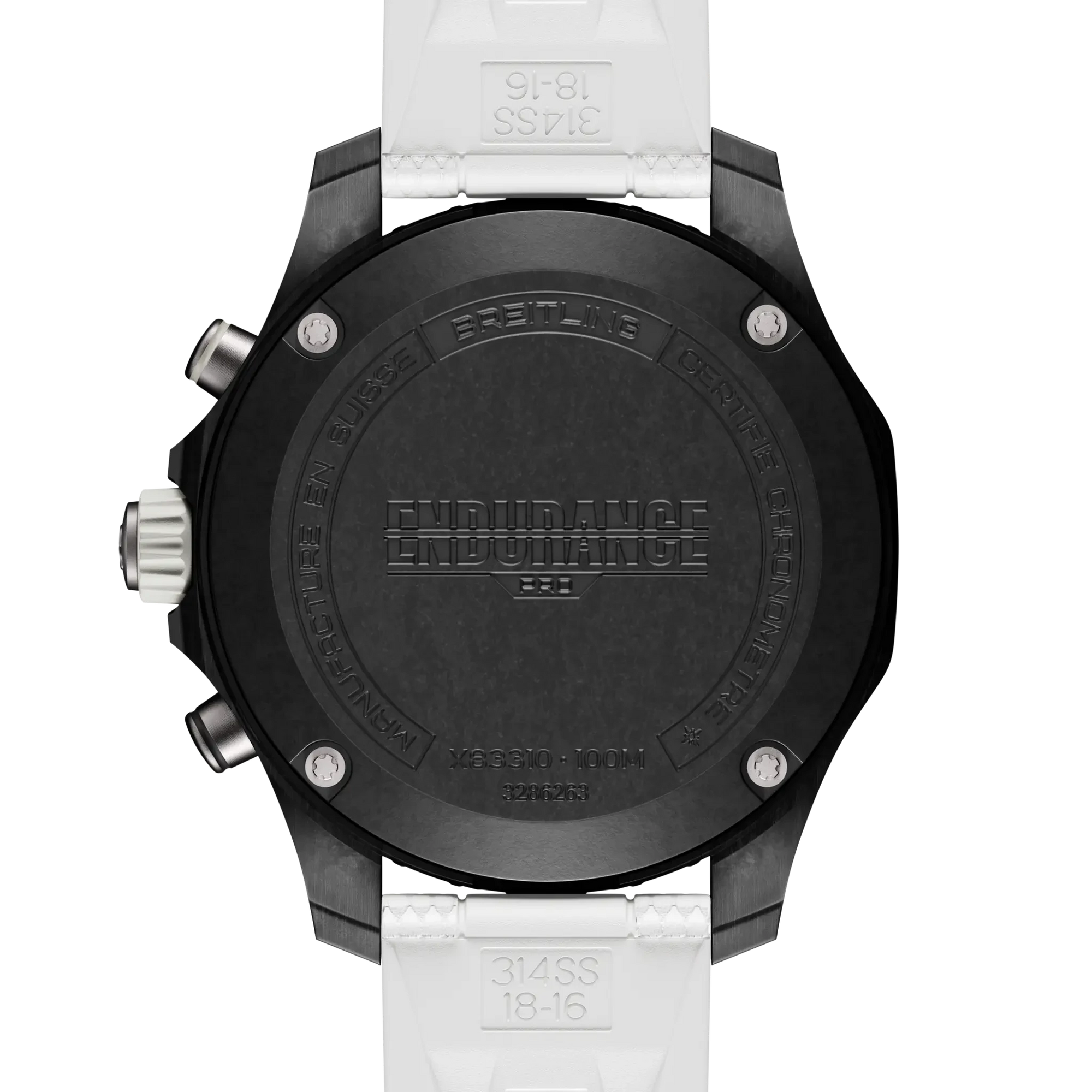 Breitling Endurance Pro 38mm Black Dial on rubber strap - Caseback