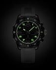 Breitling Endurance Pro 38mm Black Dial on rubber strap - Lume Shot