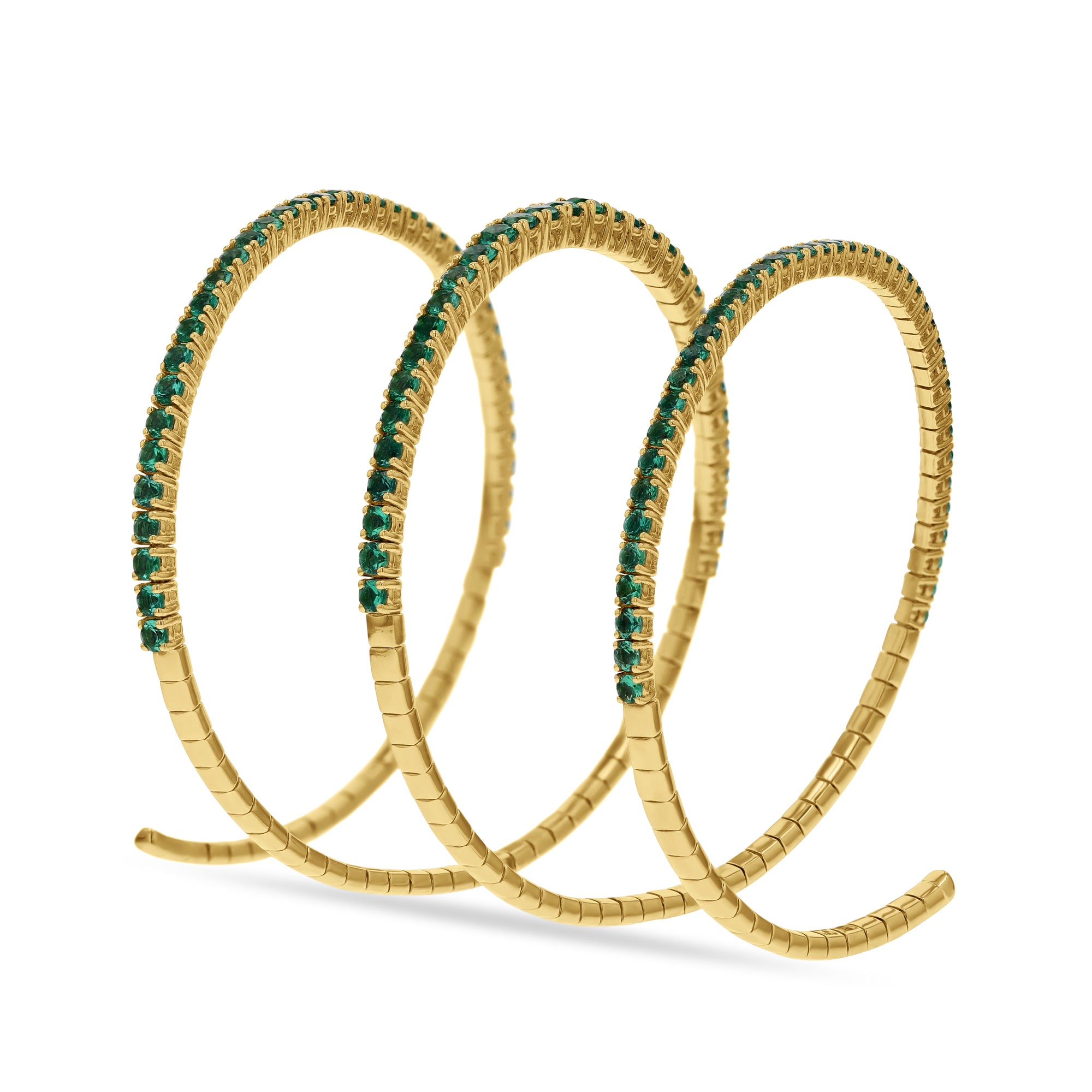 Rahaminov Yellow Gold and Emerald Spiral Bracelet - Skeie's Jewelers
