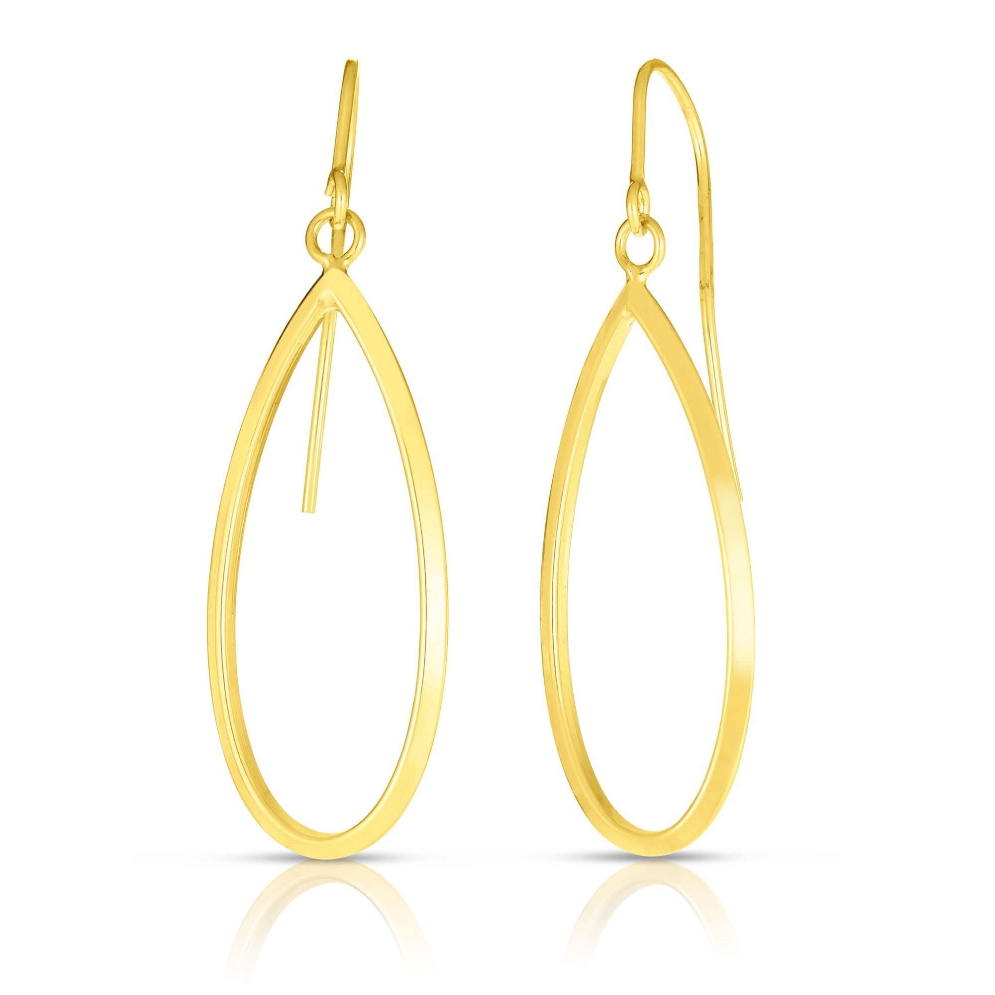 A pair of Royal Chain 14k gold dangle earrings (Reference ER7109) showcasing a cascading linear design composed of several open oval links that graduate from small at the top to large at the bottom, finished in a brilliant high polish on a white background.
