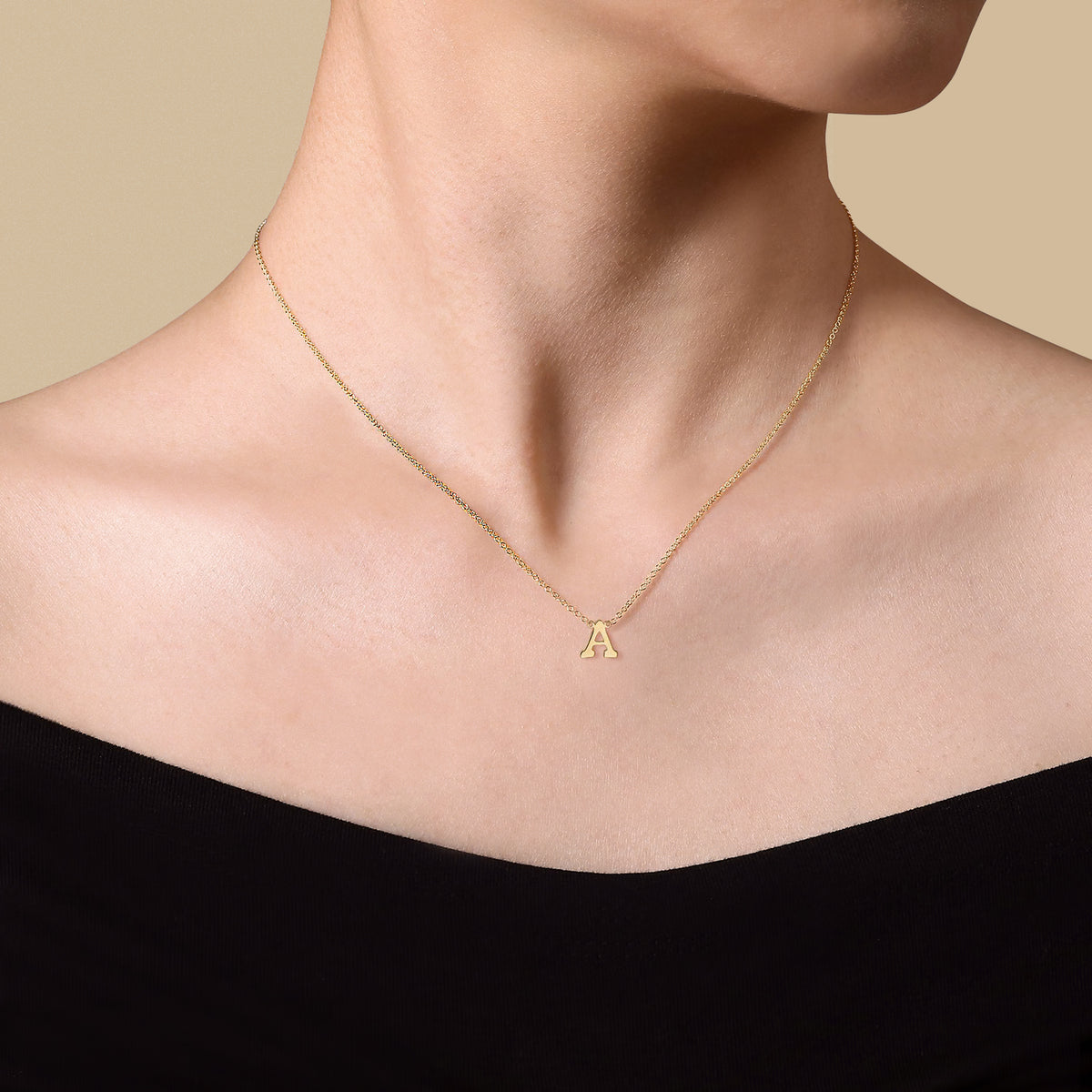 Yellow Gold Initial Necklace