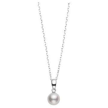 Mikimoto Akoya Cultured Pearl Pendant in 18k White Gold Necklace - Skeie's Jewelers