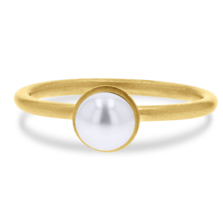 Kimberly Collins Yellow Gold Pearl Solitaire