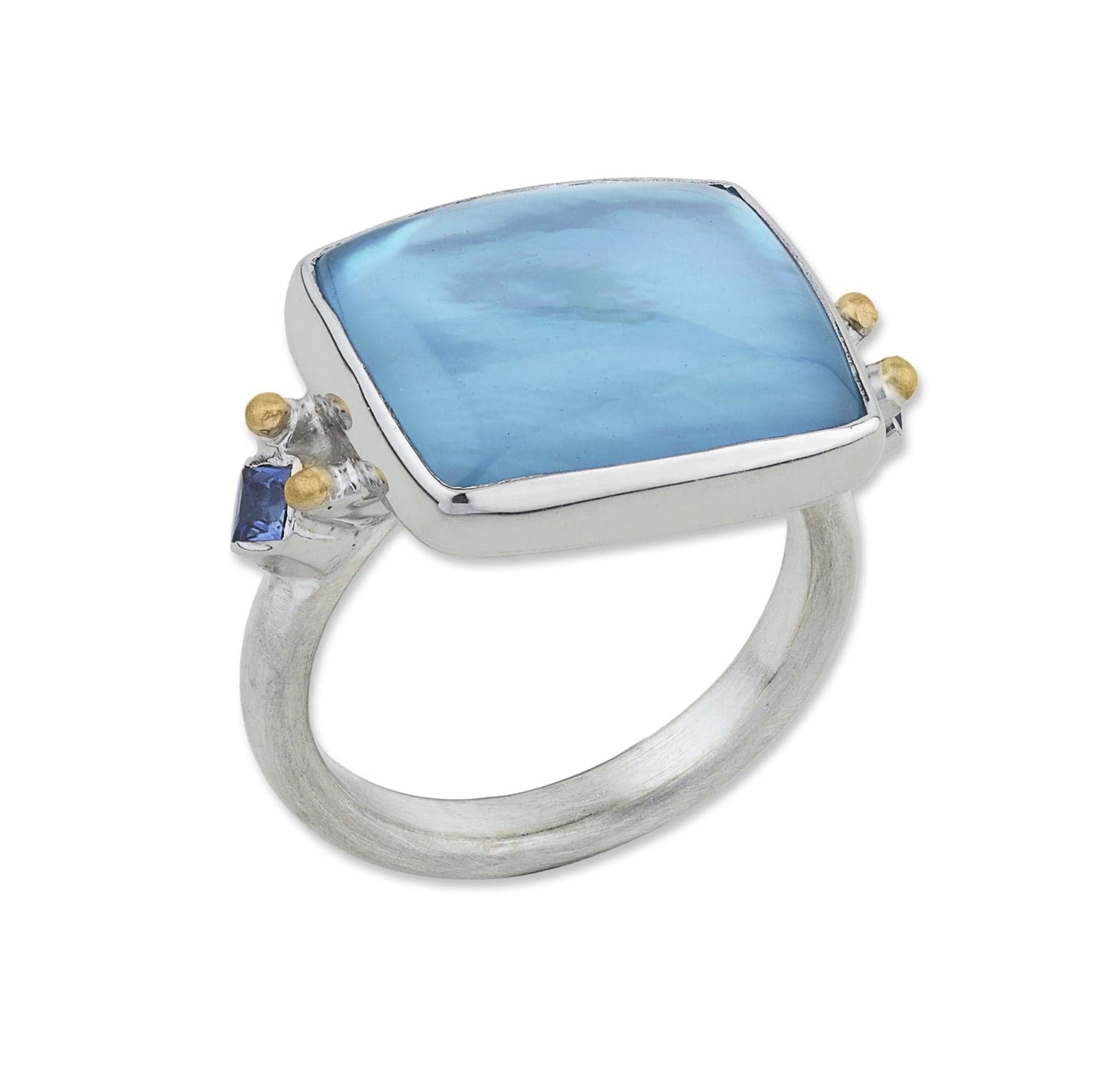Blue Topaz & Mother of Pearl Silver Fashion Ring by Lika Behar - Skeie's Jewelers