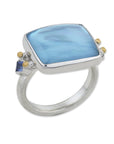 Blue Topaz & Mother of Pearl Silver Fashion Ring by Lika Behar - Skeie's Jewelers
