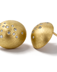 Logan James Scatter oval stud earrings in 18K yellow gold with scattered diamonds totaling 0.25 carats, product view