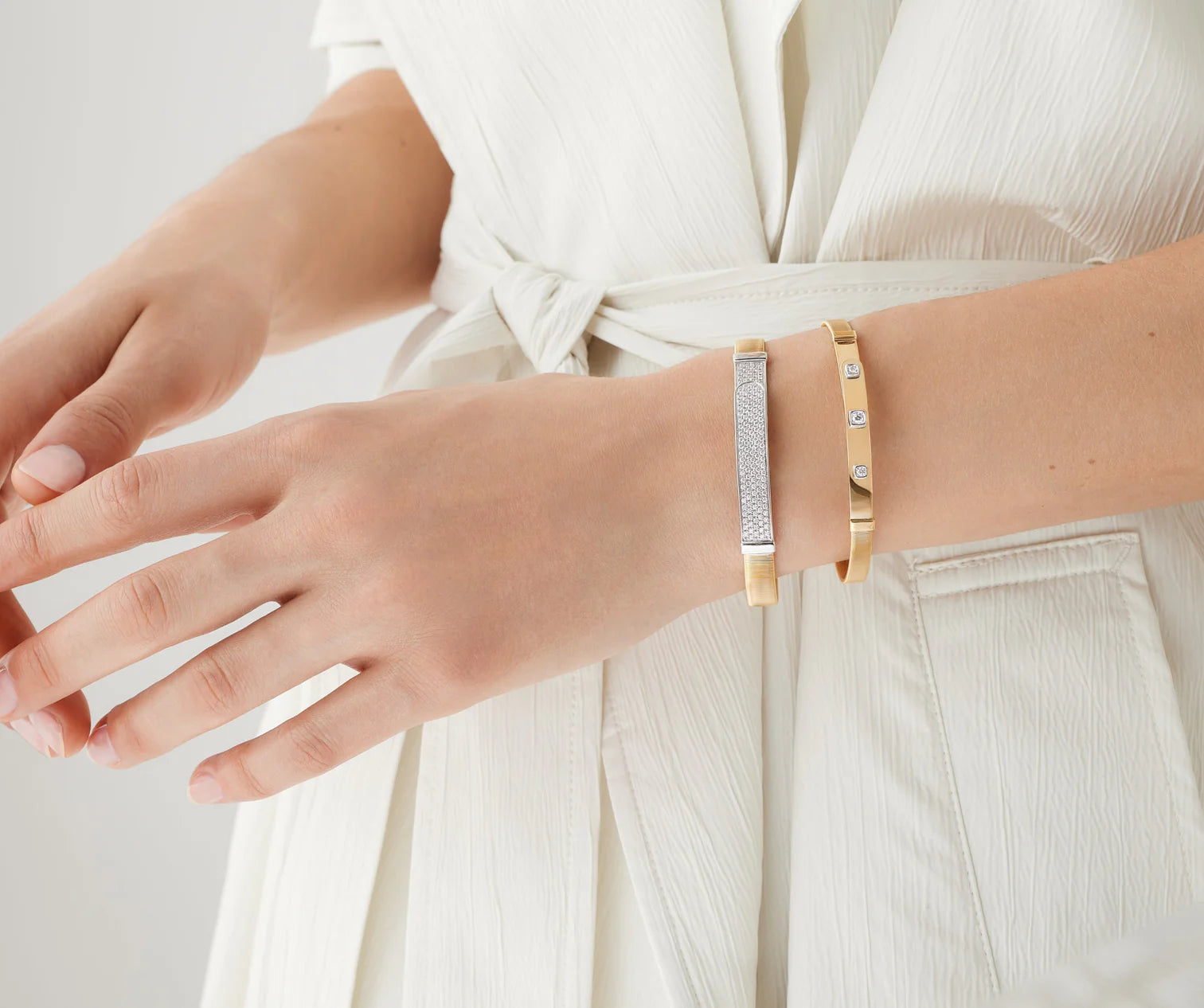 Marco Bicego Gold Coil and Diamond Bangle Bracelet - Skeie's Jewelers