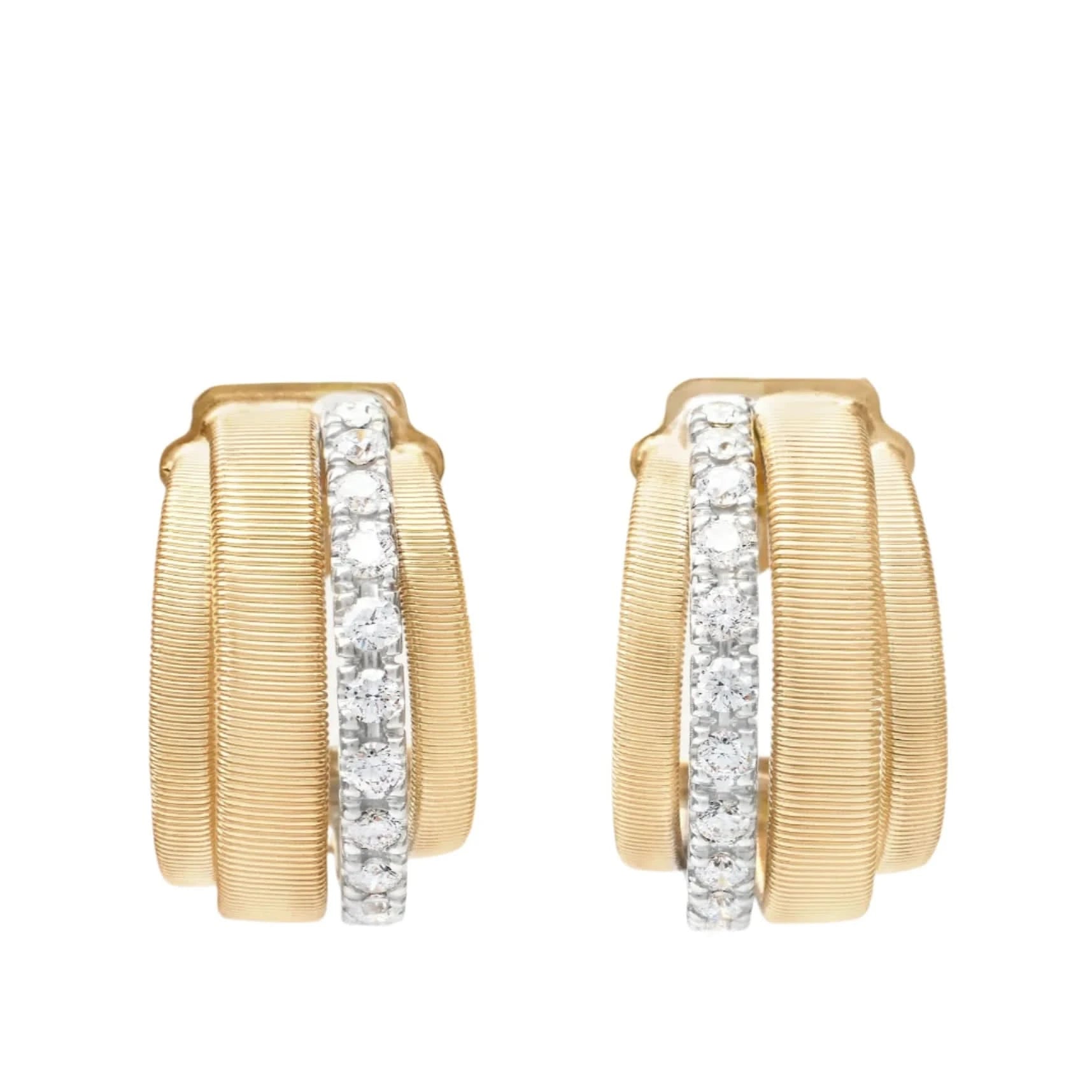 Marco Bicego Gold Coil and Diamond Huggie Earrings - Skeie's Jewelers