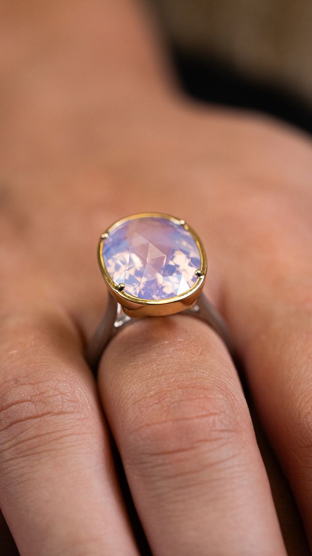 Moon Amethyst Bridge Gem Drop Ring - Skeie's Jewelers