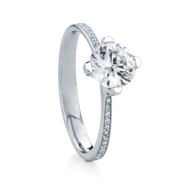 18k White Gold Pave Shoulder Engagement Ring - Skeie's Jewelers