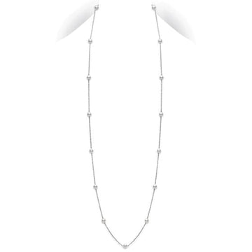 Mikimoto 32" Akoya Cultured Pearl Station Necklace in White Gold - Skeie's Jewelers