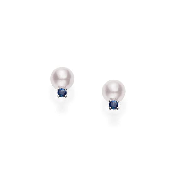 Mikimoto Sapphire Akoya Pearl Stud Earrings - Skeie's Jewelers
