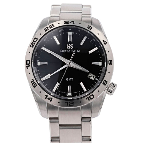 Pre-Owned Grand Seiko Sport Collection SBGN027 Quartz GMT Black Dial 39mm Watch