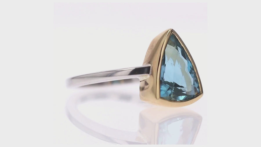 Shield-Cut Blue Topaz Gemstone Ring