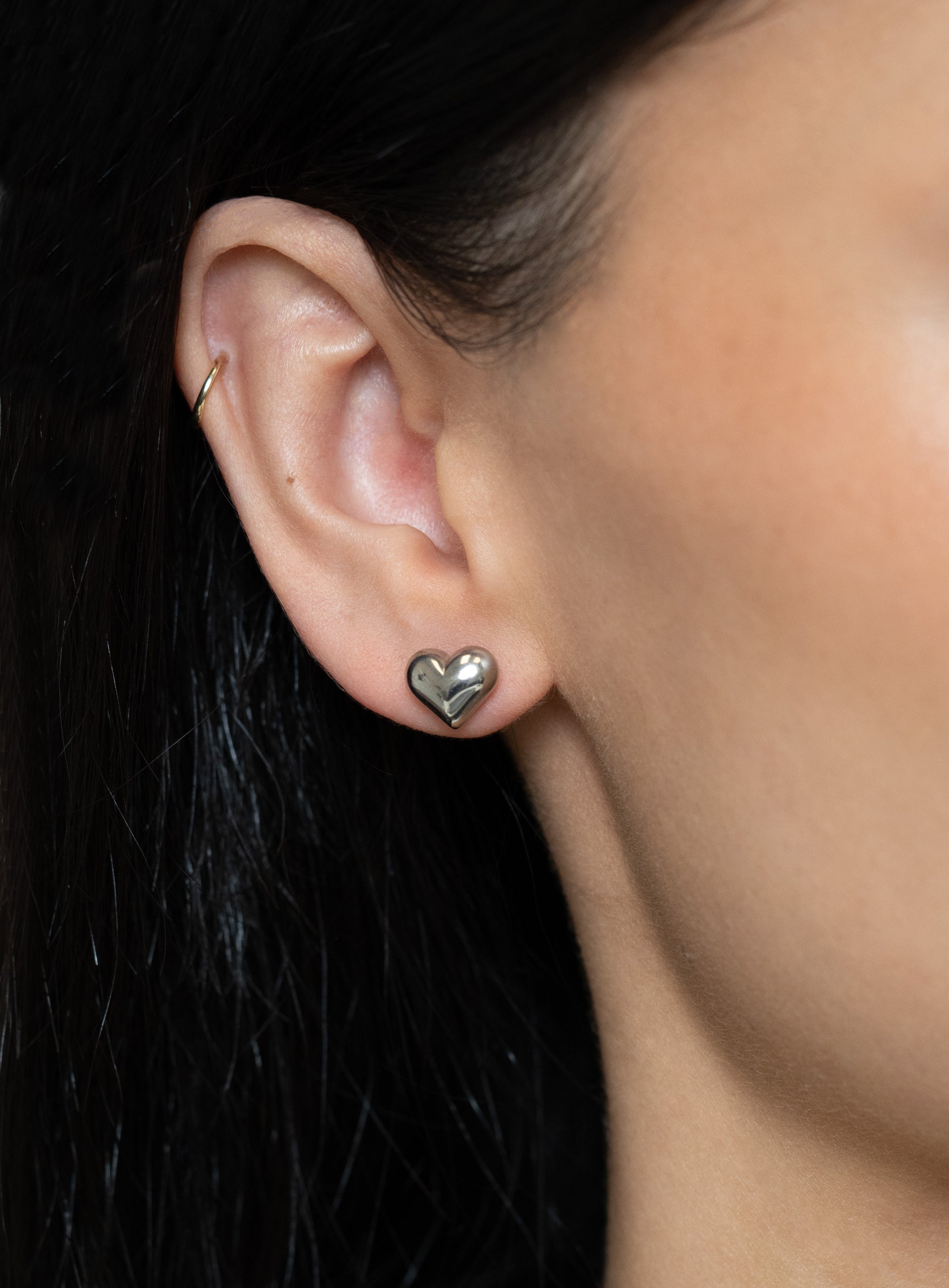 Silver Puffed Heart Stud Earrings - Skeie's Jewelers