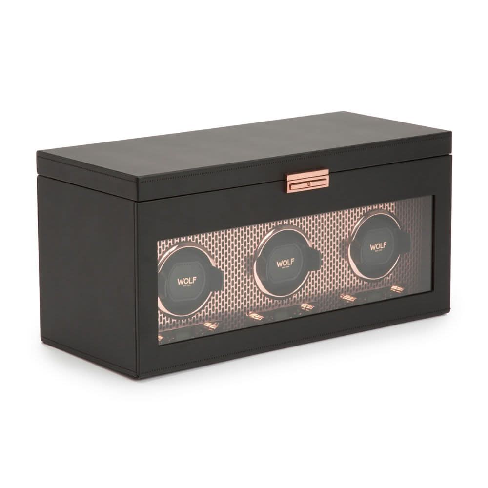WOLF Axis Triple Watch Winder With Storage - Skeie's Jewelers
