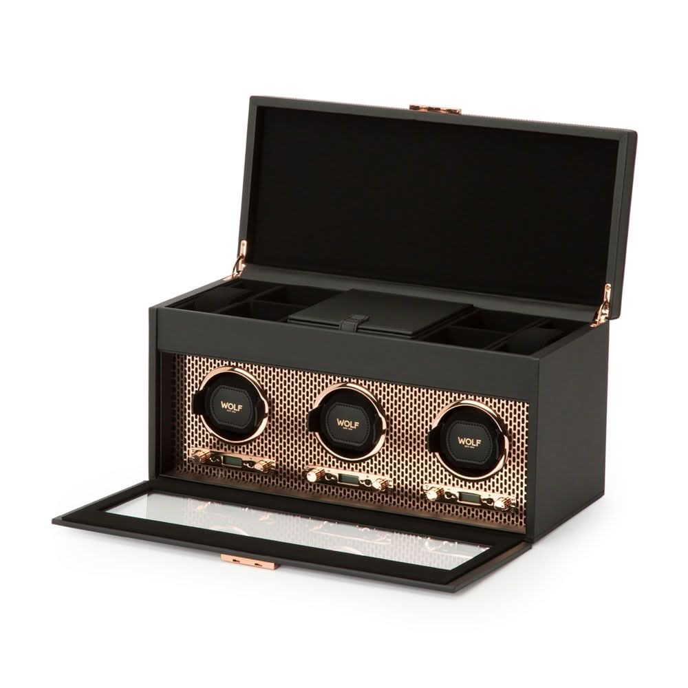 WOLF Axis Triple Watch Winder With Storage - Skeie's Jewelers