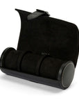 Black watch roll carrying case opened on a white background