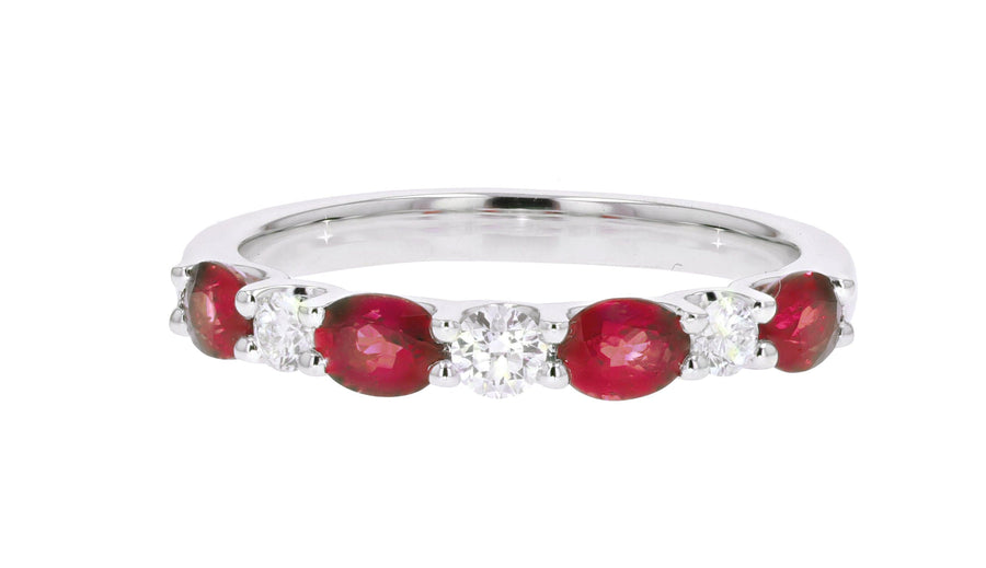 Spark 18k White Gold Diamond & Ruby Ring - Skeie's Jewelers