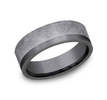 Gray Etched Tantalum Offset Mens Band - Skeie's Jewelers