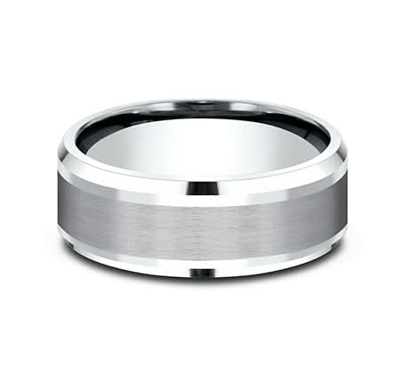 'The Duke' White Gold & Grey Tantalum Satin Finish Men's Band