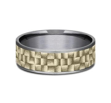 'The Weaver' Grey Tantalum & Gold Men's Band