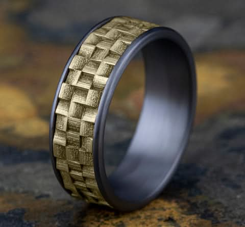 'The Weaver' Grey Tantalum & Gold Men's Band