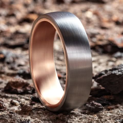 Tantalum and Rose Gold Satin Classic Band