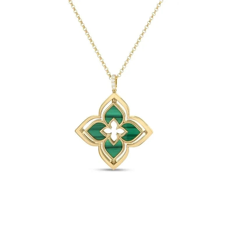 Roberto Coin Venetian Princess Pirouette Diamond & Malachite Necklace - Skeie's Jewelers