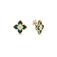 Roberto Coin Yellow Gold Venetian Princess Malachite & Diamond Frame Earrings - Skeie's Jewelers