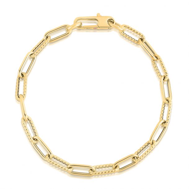Roberto Coin Alternating Fluted Link Paperclip Bracelet - Skeie's Jewelers