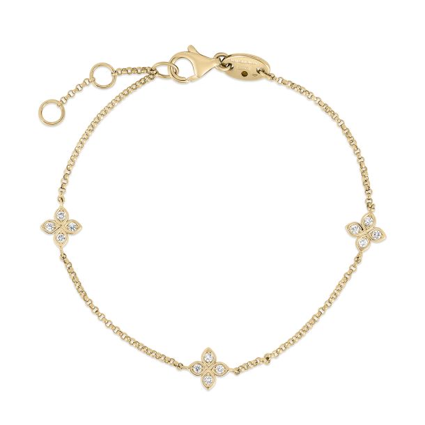 Roberto Coin 3-Station Diamond Flower Bracelet - Skeie's Jewelers