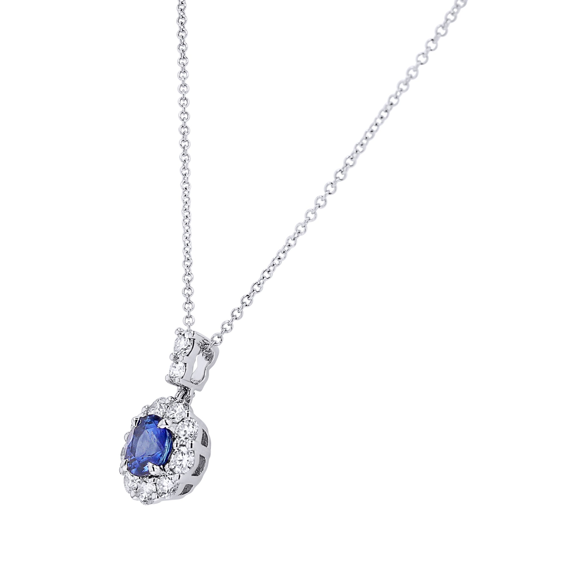 Simon G. Sapphire & Diamond Halo Necklace - Skeie's Jewelers