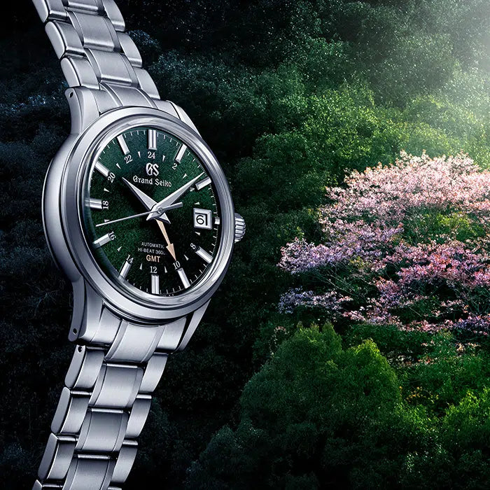 Grand Seiko SBGJ251 Green 'Shunbun' GMT Hi-Beat Watch - Skeie's Jewelers
