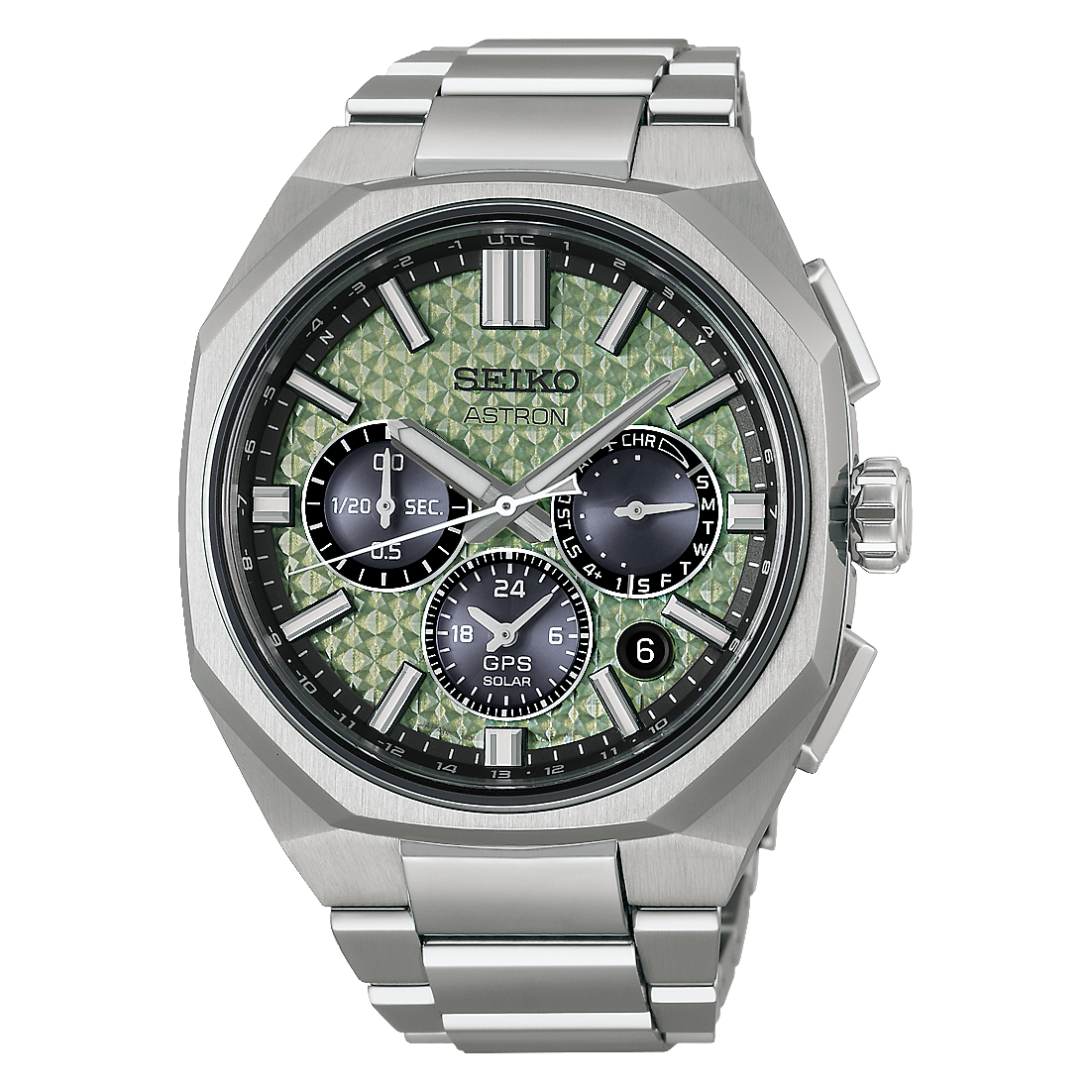 Seiko Astron HAB005J1 GPS Solar 2026 limited edition titanium watch crystal green textured dial front view
