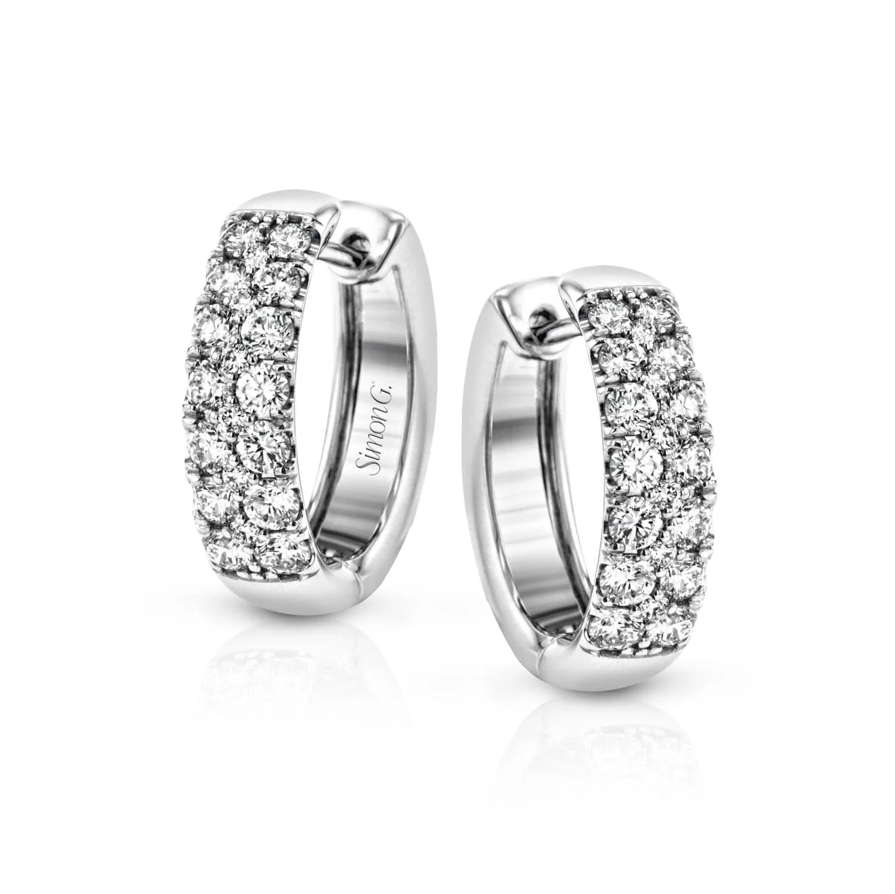Pave-Diamond White Gold Huggies by Simon G - Skeie's Jewelers