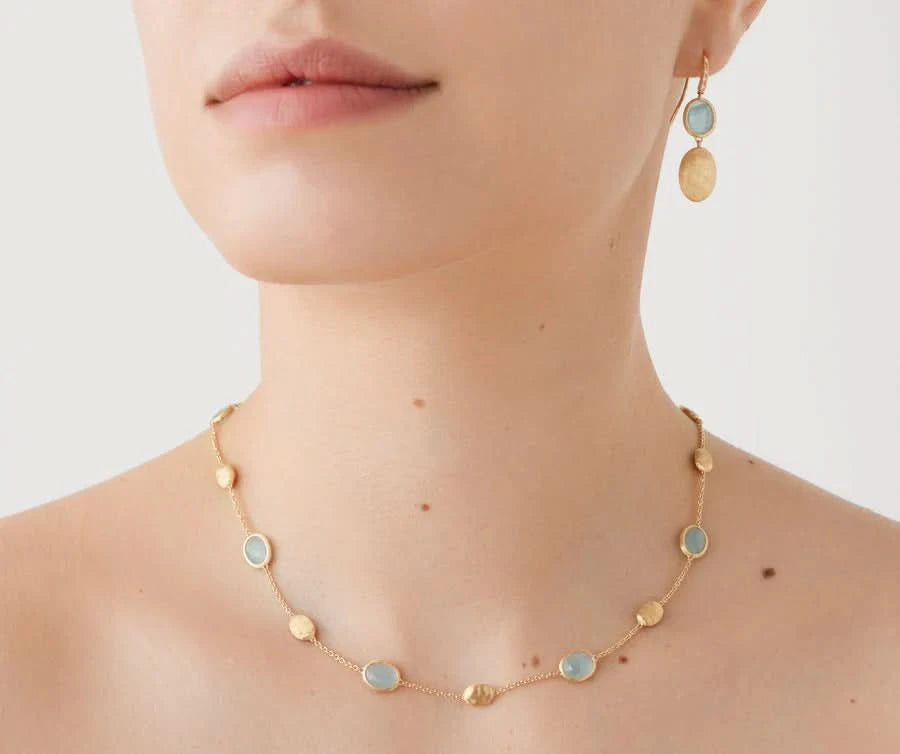 Yellow Gold Aquamarine & Gold Necklace - Skeie's Jewelers