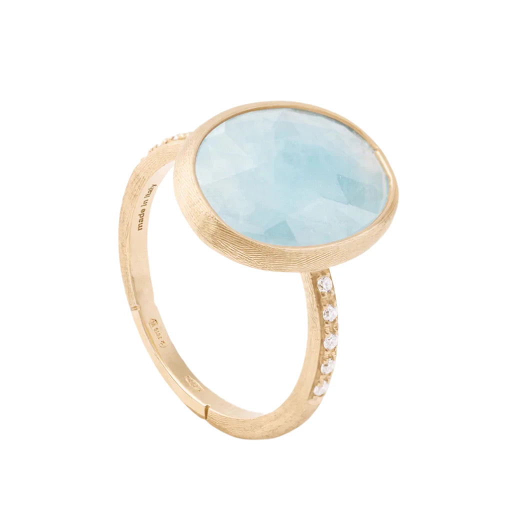 Marco Bicego® Siviglia Collection Aqua & Diamond Side Stone Ring - Skeie's Jewelers