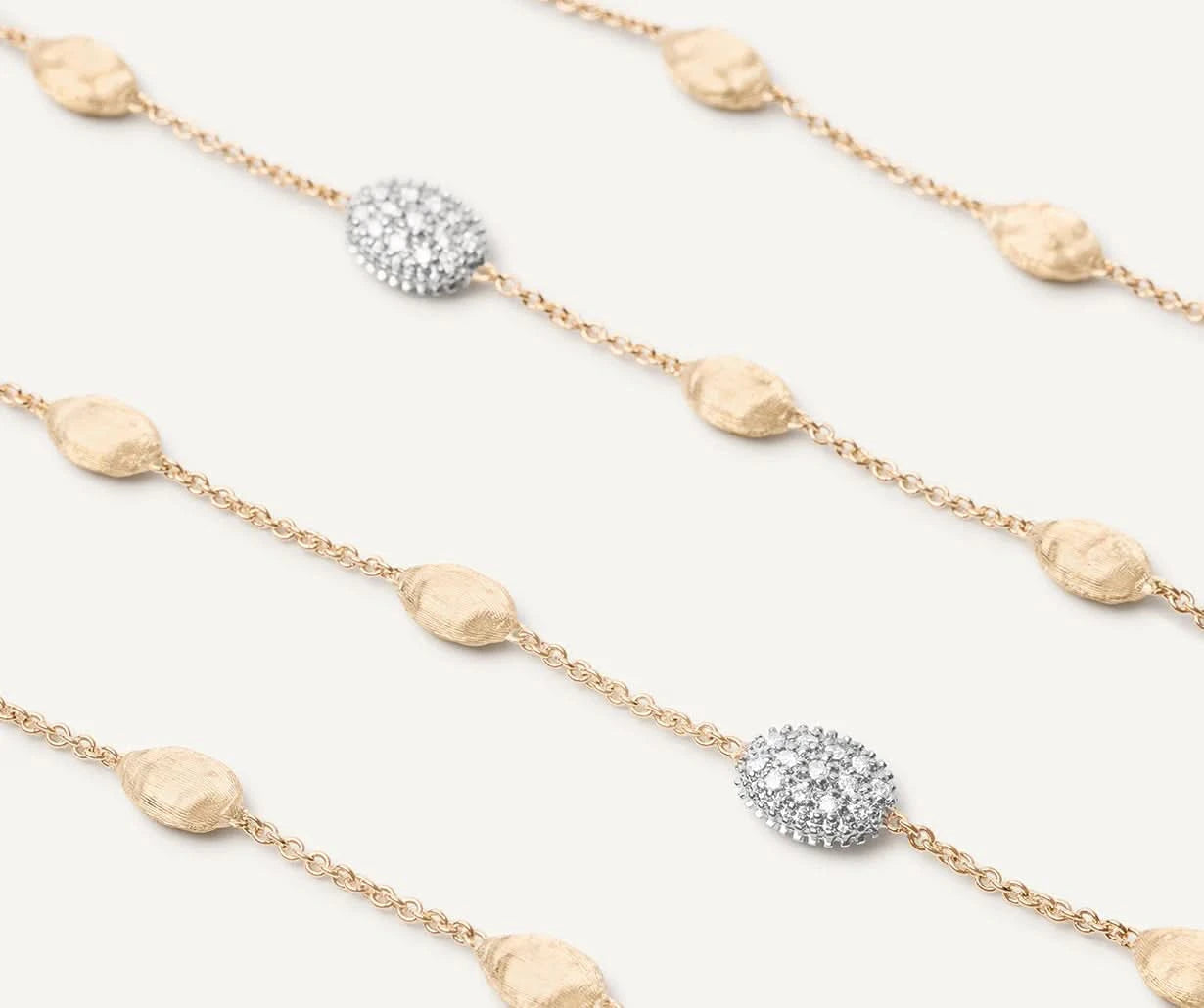 Marco Bicego Siviglia Gold &amp; Diamond Small Bean Necklace - Skeie's Jewelers