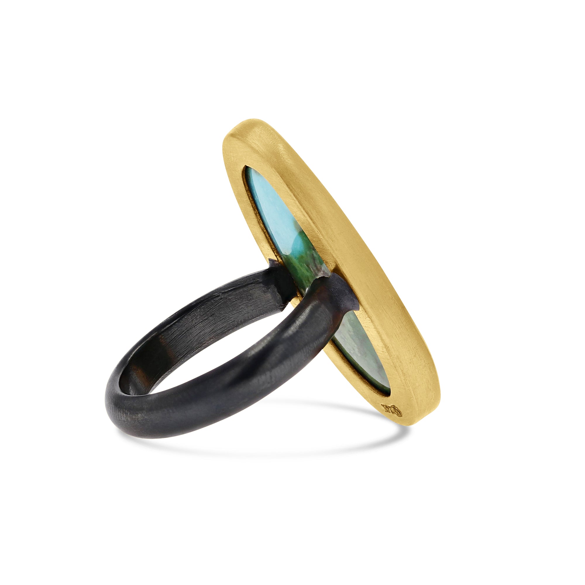 Lika Behar Sonoran Turquoise Oxidized Sterling Silver Ring - Skeie's Jewelers