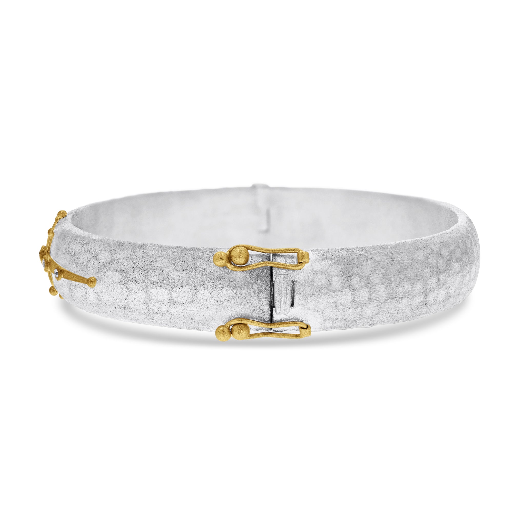 Lika Behar Hammered Silver Starburst Bangle - Skeie's Jewelers