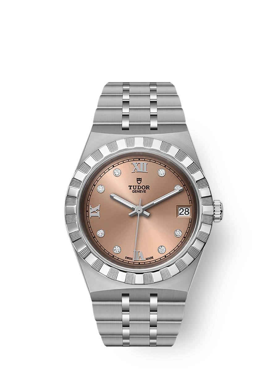 TUDOR Royal Salmon Diamond Dial 34mm Steel Case-M28400-0011 - Skeie's Jewelers