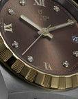 TUDOR Royal 34mm Chocolate Brown and Diamond Dial Steel and Yellow Gold Case-M28403-0009 - Skeie's Jewelers