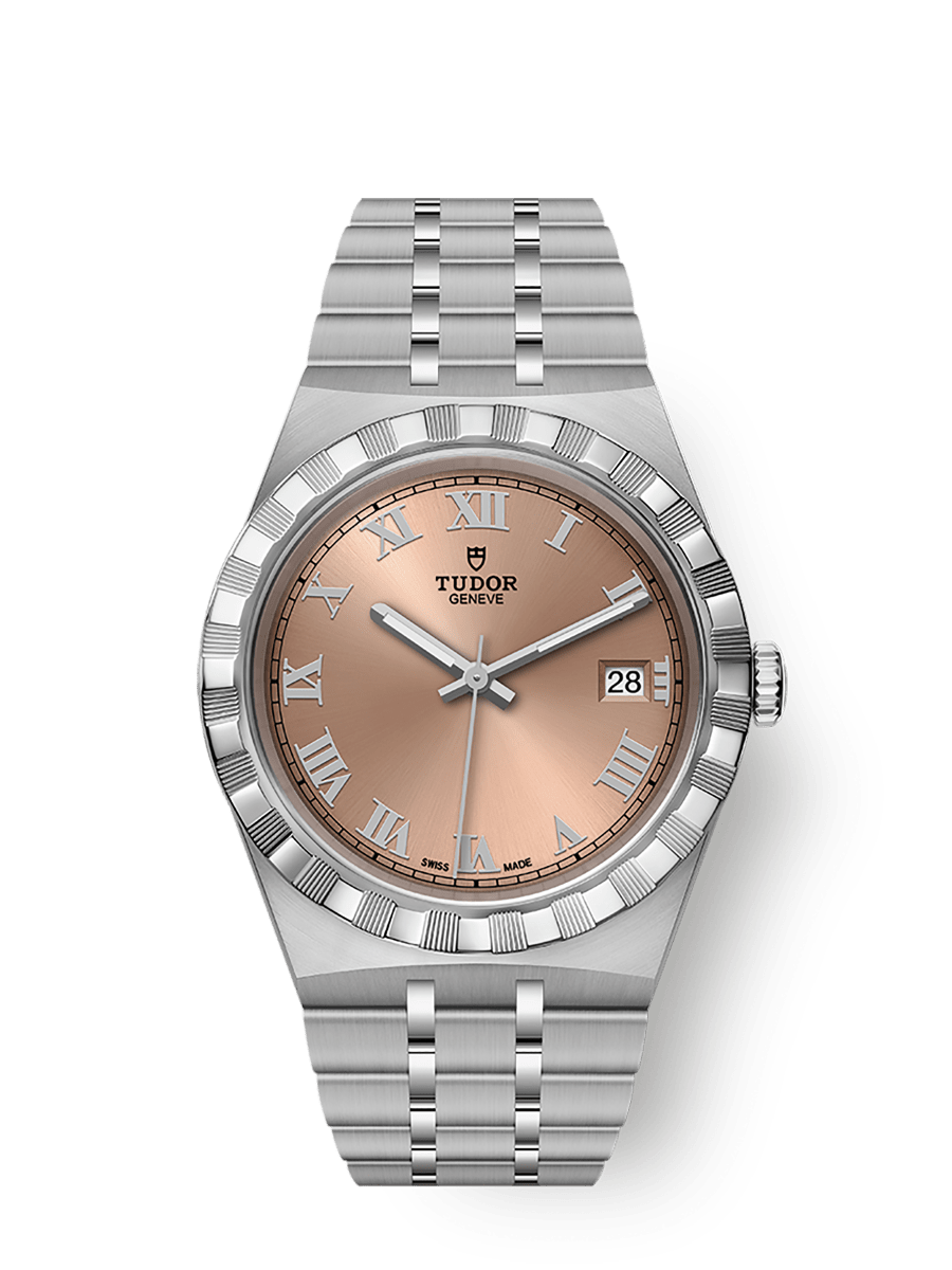 TUDOR Royal 38mm Salmon Roman Dial Steel Case-M28500-0007 - Skeie's Jewelers