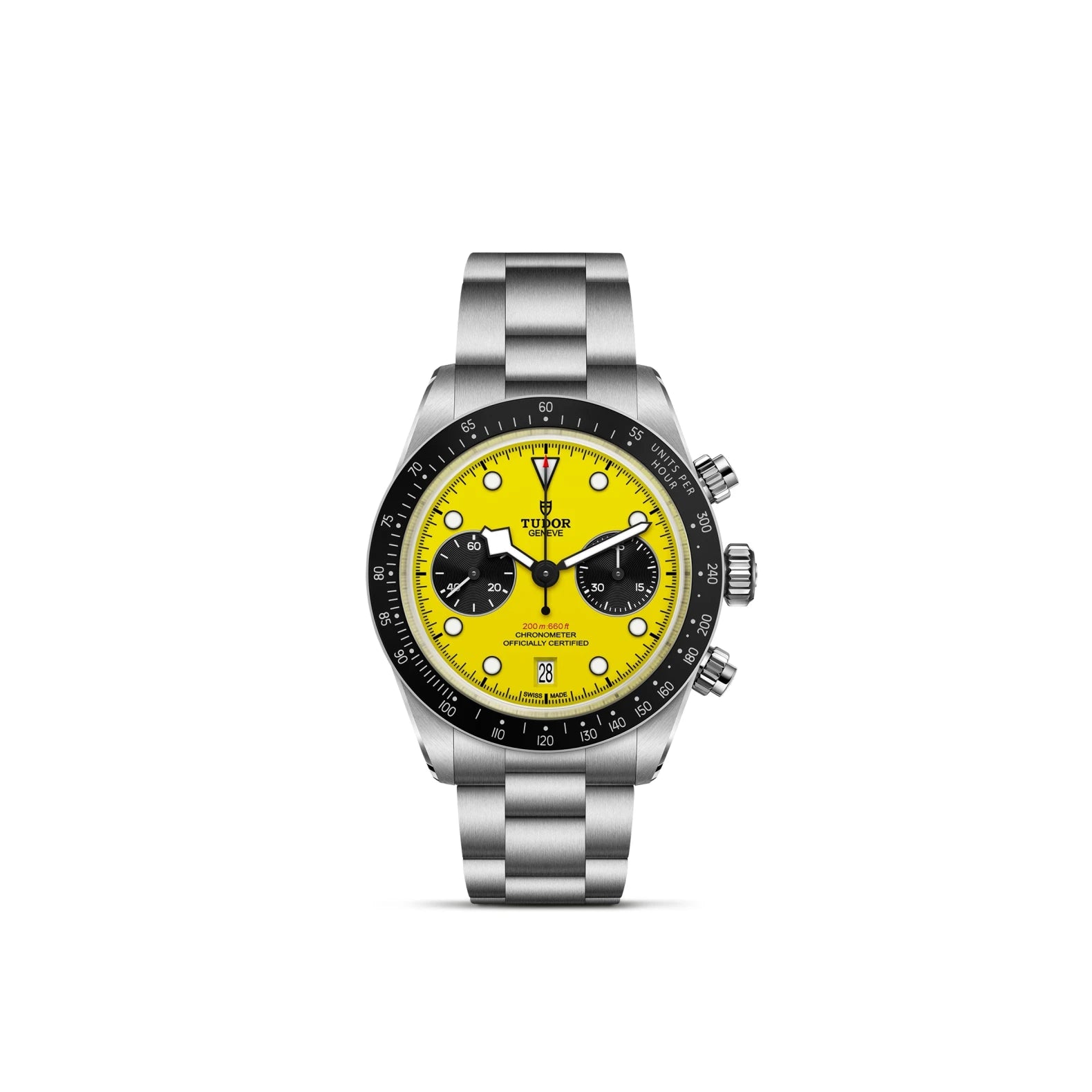 Tudor Black Bay Chrono Yellow Dial - Closed Bracelet on white background
