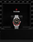 Silver Tudor with black and red dial -  M25600TN-0001 upright in box