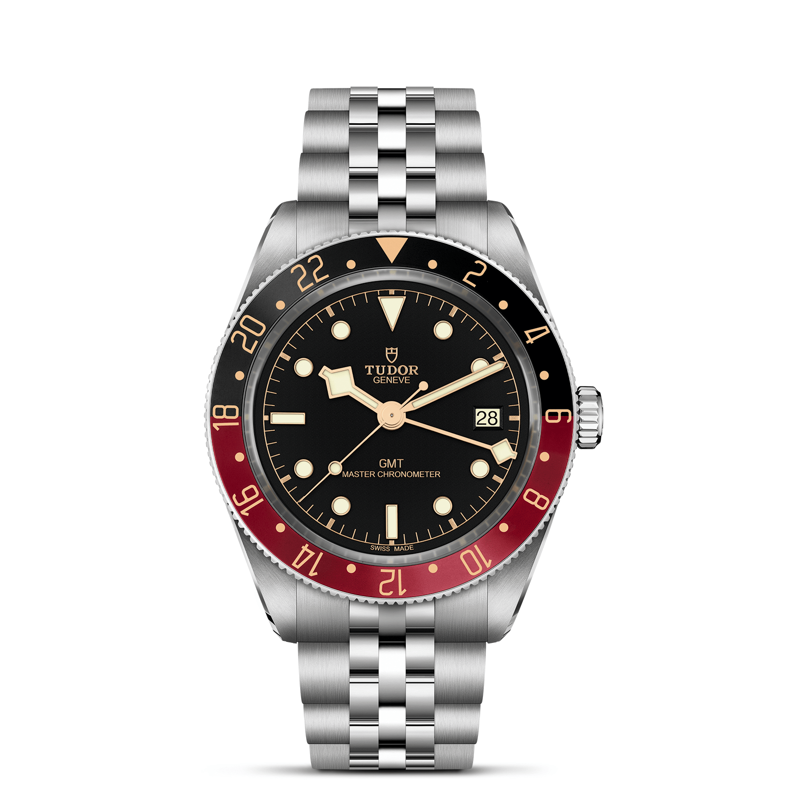 Silver Tudor with black and red dial -  M25600TN-0001 upright on white background